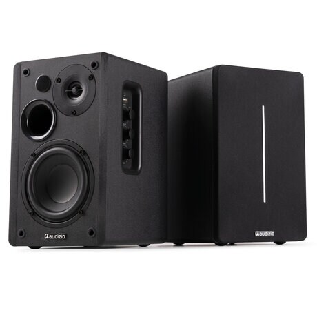Aktiva HiFi-högtalare med BT-streaming och elegant svart design Audizio KS01B Active Bookshelf Speaker Set 120W BT Black