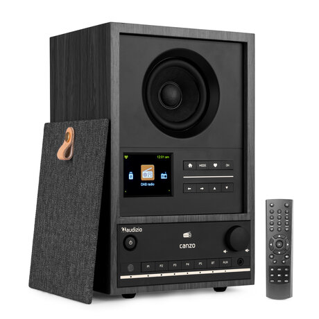 Kompakt musiksystem med WiFi, Bluetooth och färgdisplay Audizio Canzo Internetradio - WiFi-radio bokhyllemodell - Med DAB+, FM och Bluetooth - Mörkgrå