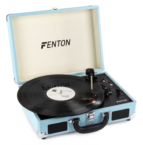 Vinylspelare i portföljs-utförande Fenton RP115 Retro skivspelare med Bluetooth och USB - Blå