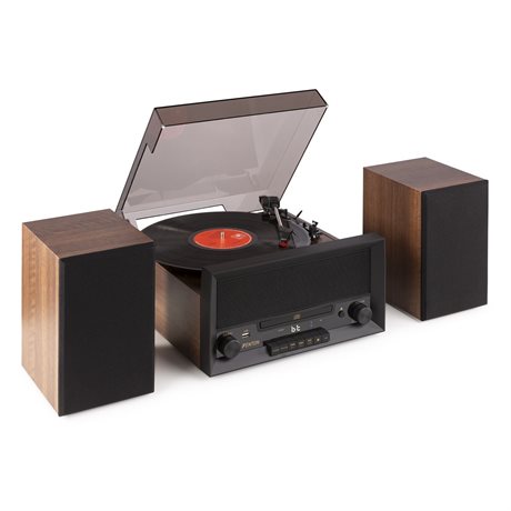 Skivspelare RP135WSET BT och högtalare Fenton RP135WSET skivspelare med Bluetooth, CD-spelare och högtalare - Trä