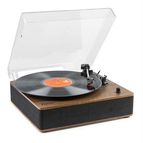 VInylspelare och skivspelare med högtalare Fenton RP161 retro skivspelare Bluetooth - Inbyggda högtalare - Stereo - Valnöt