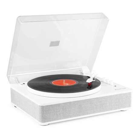 Skivspelare retro vit färg - Med USB och Bluetooth Fenton RP162W hi-fi retro skivspelare med Bluetooth och högtalare - Vit