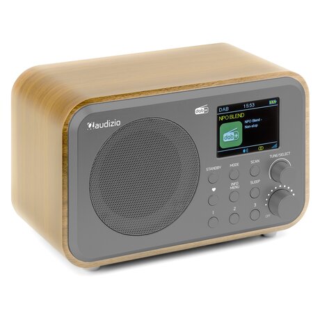 Stilren och portabel radio med DAB+, FM och Bluetooth Audizio Milan DAB+ Radio med Batteri – Bambu