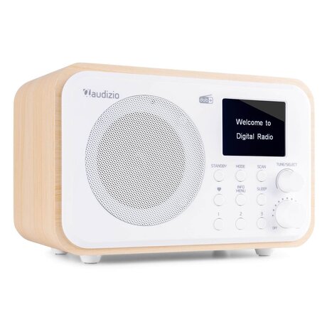 Radioapparat - Digitalradio Audizio Milan bärbar DAB-radio med Bluetooth, FM-radio och batteri - vit färgad