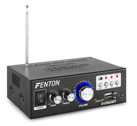Mini förstärkare AV360BT med Bluetooth, FM-radio och USB Fenton AV360BT förstärkare med USB/SD/BT/FM