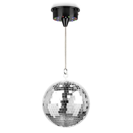 MB20ML DISCOBALL 20CM WITH MOTOR AND LED LIGHT Fuzzix MB20ML Discokula 20cm - med batteridriven motor och RGBW-lysdioder