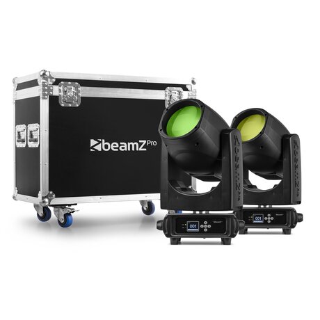 beamZ Pro Tiger 9R 260W Beam Moving Head 2st i Flightcase BeamZ Pro Tiger 9R beam moving head set, flightcase för 2 st - Med 1° stråle - 260W