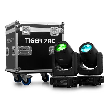 Tiger 7RC 230W Beam Moving Head 2st i Flightcase BeamZ Pro Tiger 7RC beam Moving head set med 2 st i flightcase - Med 1° stråle - 230W