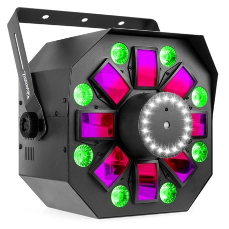 Multiljuseffekt 100W RGBWAP DMX IRC BeamZ MultiBox 4-i-1 LED-ljuseffekt med lasrar, strobe, PAR och Derby