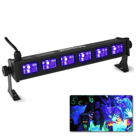 LED bar med uv-ljus - blacklight BeamZ BUV63 LED bar 6x3W UV