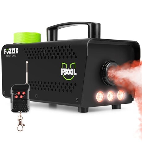 Rökmaskin för festen - inbyggd LED-effekt Fuzzix F500S Party rökmaskin 500 Watt - med trådlös fjärrkontroll - inkl 250ml rökvätska