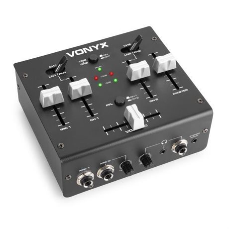 DJ mixer Vonyx VDJ2USB - 3-kanals stereo USB DJ mixer