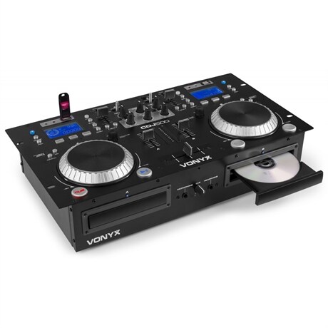 Dubbel CD spelare CDJ500 med inbyggd förstärkare och mixer + USB/BT Vonyx CDJ500 Dubbel CD/MP3/USB/BT Förstärkare.S
