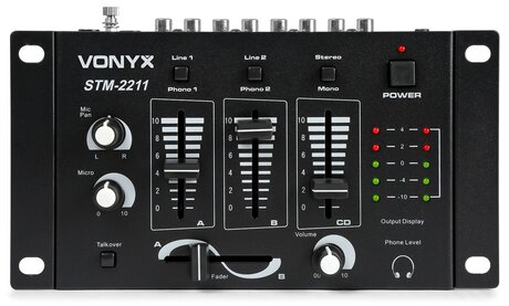 DJ-mixer Vonyx STM2211B SKY-172.972 SkyTec- Vonyx STM-2211B Mixer 4 kanaler, svart