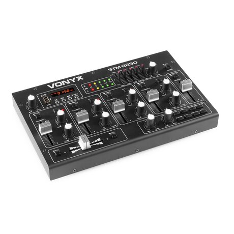 DJ mixer 6ch STM2290 med USB Mp3 Bluetooth SKY-172.985 Vonyx STM-2290 Mixer 6kanaler/eff/USB/MP3/BT