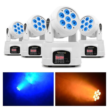 Set med 4x Movingheads BeamZ Movinghead set med 4 vita MHL74 movingheads