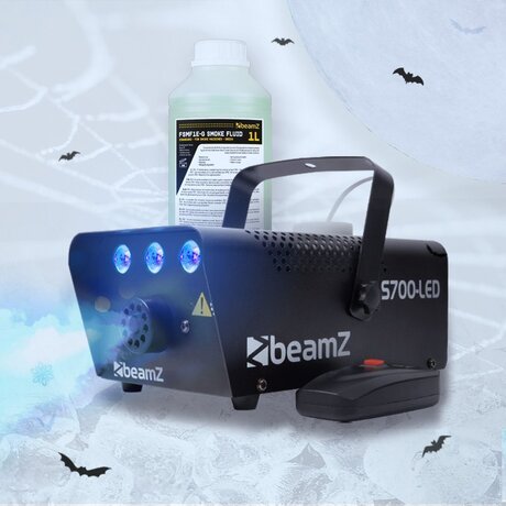 Rökmaskin med vätska - komplett rökmaskin BeamZ Halloween "ICE" rökmaskinset för en isig Halloween