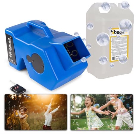 Bubbelmaskin med fjärrkontroll BeamZ B1000 + 5 liter bubbelvätska BeamZ B1000 bubbelmaskin med 5 liter bubbelvätska