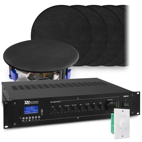 Bluetooth Ljudsystem med inbyggda högtalare Power Dynamics Ljudsystem med 12x NCSP5B inbyggd högtalare och PRM120 förstärkare med Bluetooth