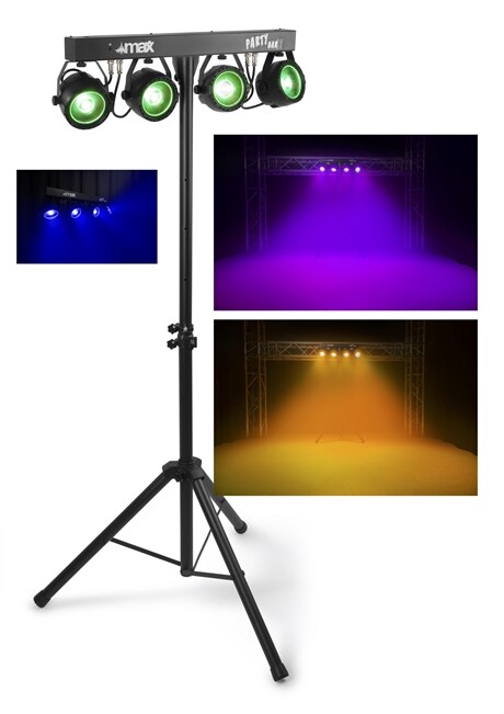 Partybar med 4x COB spot RGB inkl. stativ – Ljuspaket MAX PartyBar11 4 x COB 20W RGB IRC Stan