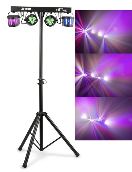 Partybar12 ljusset - 2x PAR spot med strobe och 2x Derby. Komplett ljuspaket MAX Partybar12 2x PARstrob+2 x Derby