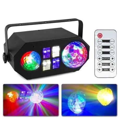 Ljuseffekt 4 effekter i en 1x4W BeamZ SKY-153.683 BeamZ LEDWAVE 1x4W discoljus och vatteneffekt 4xUV/W, 6x3W LED