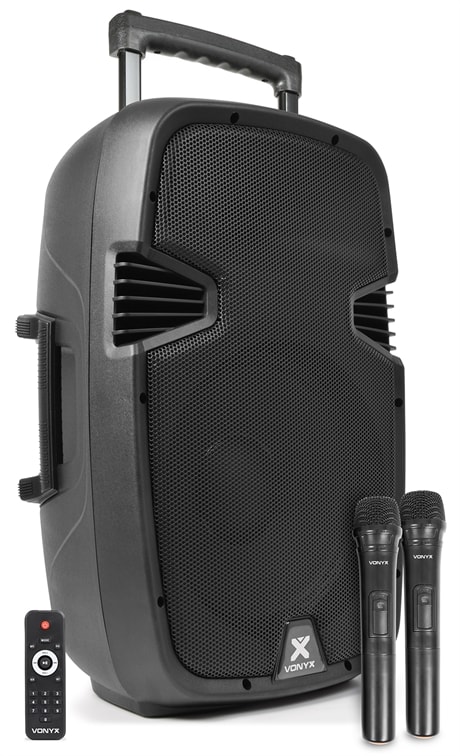 Vonyx SPJ-PA912 Mobile Amp ABS 12" 2 UHF, SPJ-PA912 12" uppladdningsbar högtalare med Bluetooth och trådlösa mikrofoner. SKY-170.075