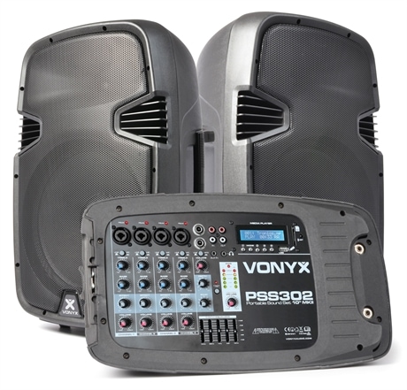Vexus 10" komplett PA-system med ljudeffekter Vonyx PSS302 Port.Soundset 2x10" MP3/Bluetooth