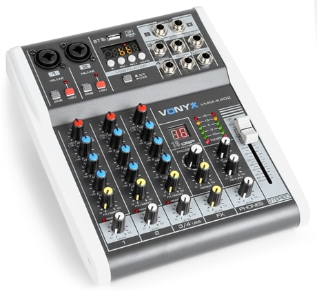 4 Kanals mixer med inbyggt ljudkort VMM-K402 SKY-172.585 Vonyx VMM-K402 MusikMixer 4kanaler/BT/Eko/USB inspelning