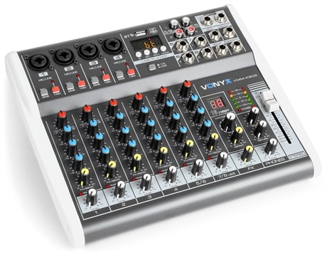 8 Kanals mixer med ljudkort Vonyx VMM-K802 SKY-172.990 Vonyx VMM-K802 Musik mixer 8kanaler/BT/Echo/USB/Inspelning