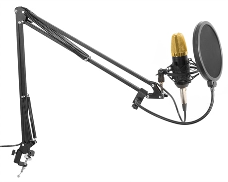 Vonyx CMS400B Studio Set Mikrofon, kondensator, Guldfärgad, Studiomikrofon paket / Set för inspelning sångmikrofon