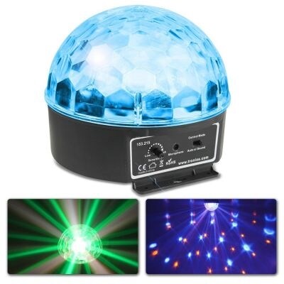 BeamZ LED discoeffekt. SKY-153.215 BeamZ Mini Star Boll ljudstyrd RGBWA LED 6x3W