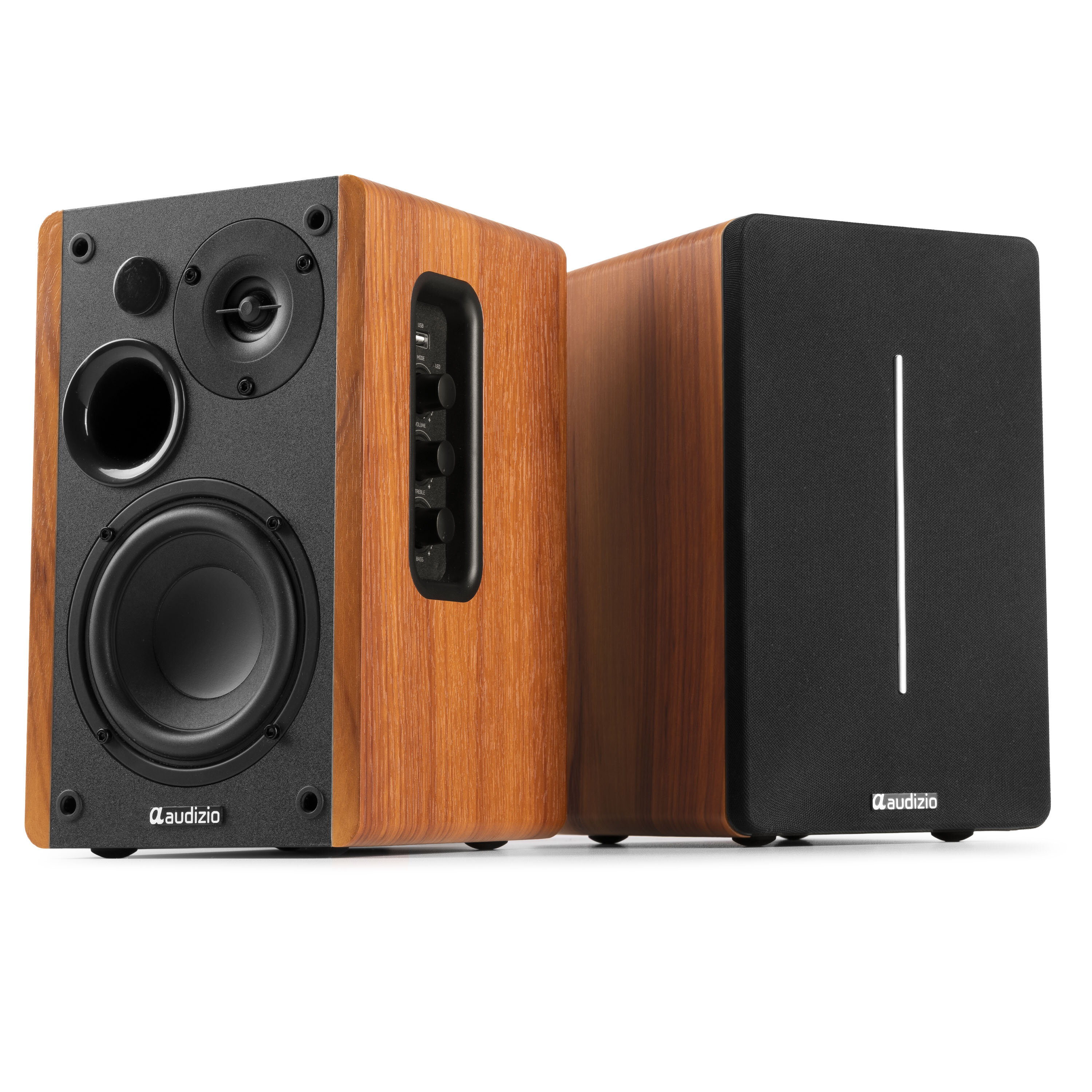 Audizio KS01B Active Bookshelf Speaker Set 120W BT Wood