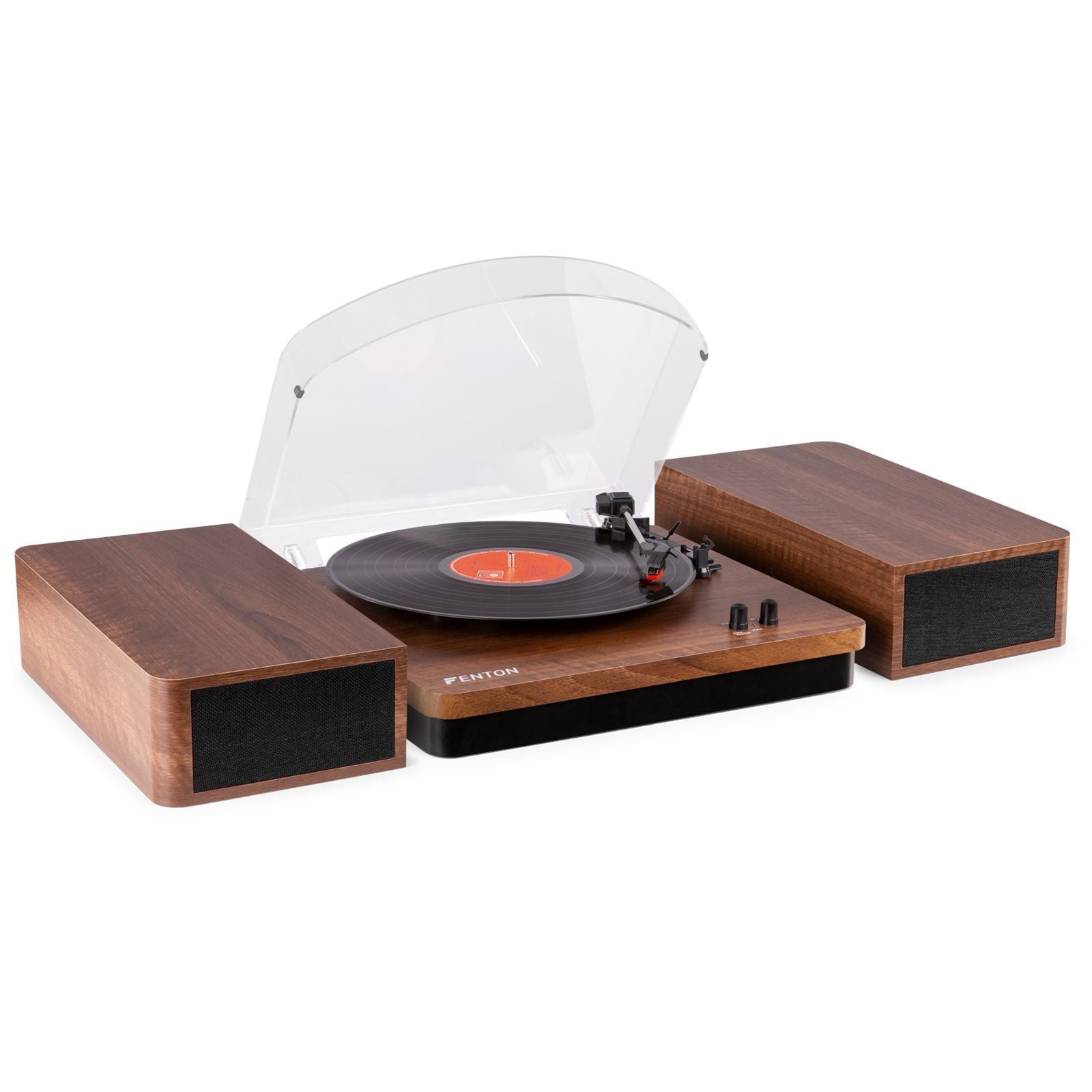 Fenton RP168W skivspelare med Bluetooth och högtalare - Brun (trä)
