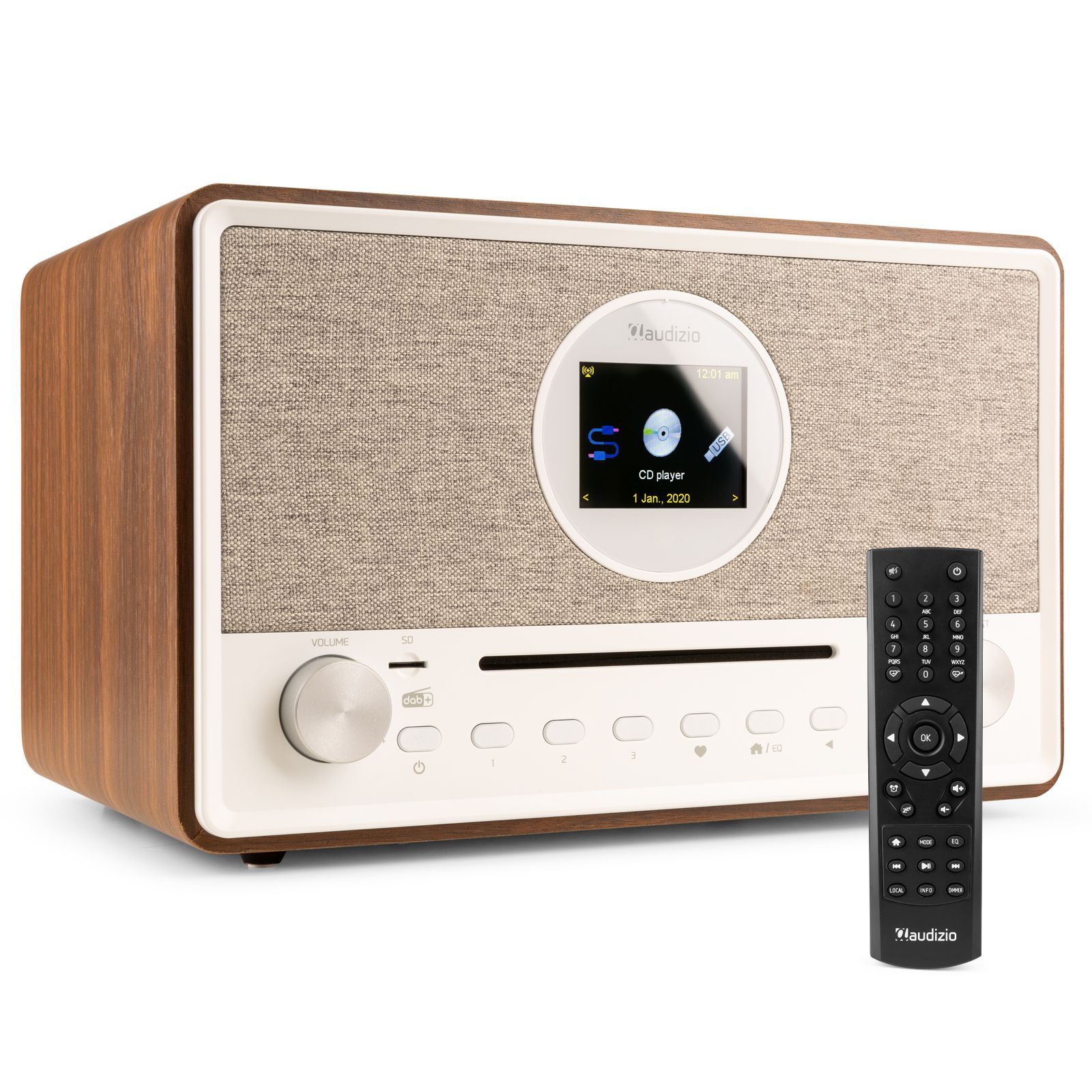 Audizio Lucca stereo DAB-radio med CD-spelare, internetradio, Bluetooth och MP3-spelare - Brun
