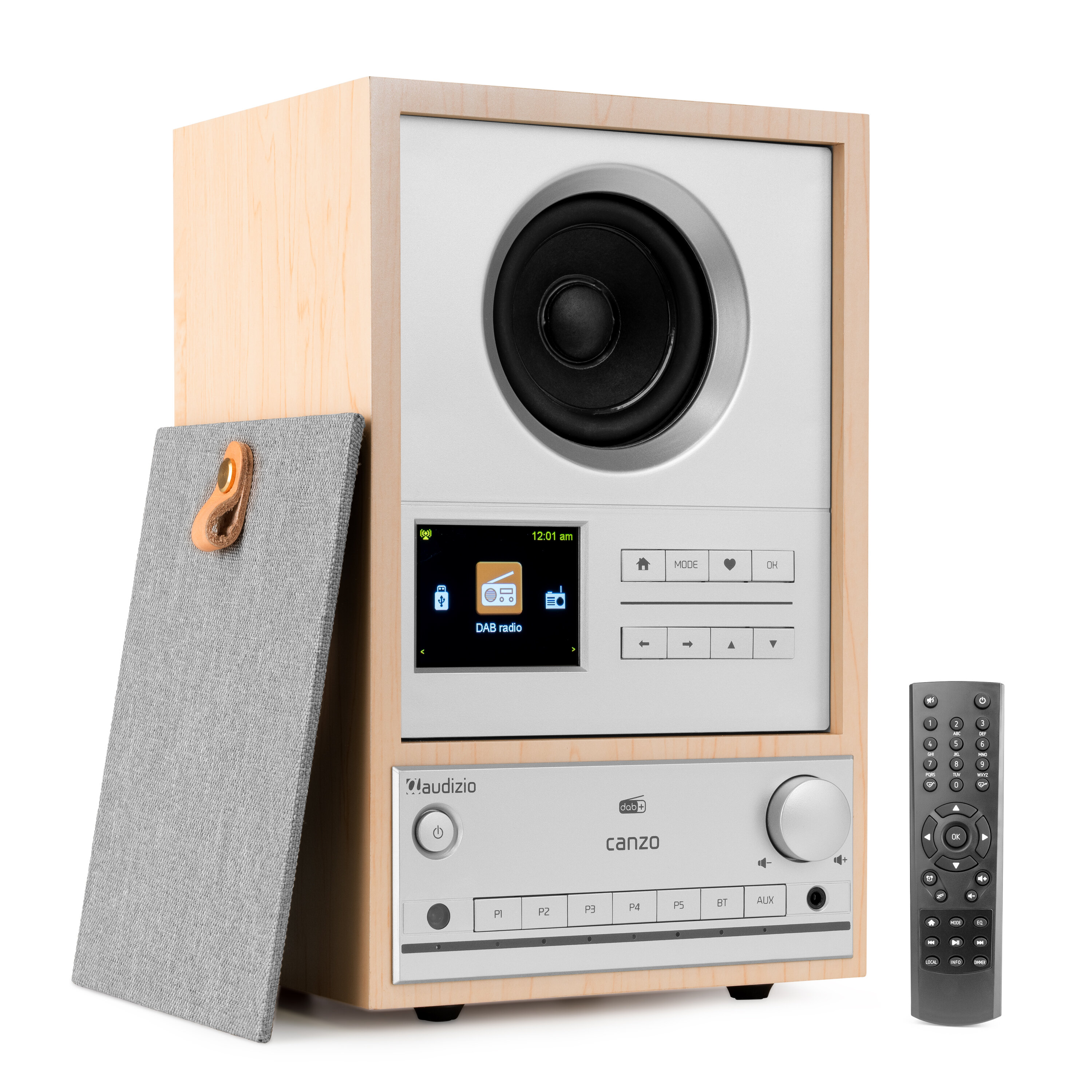 Audizio Canzo Internetradio - WiFi-radio bokhyllemodell - Med DAB+, FM och Bluetooth - Ljusträ