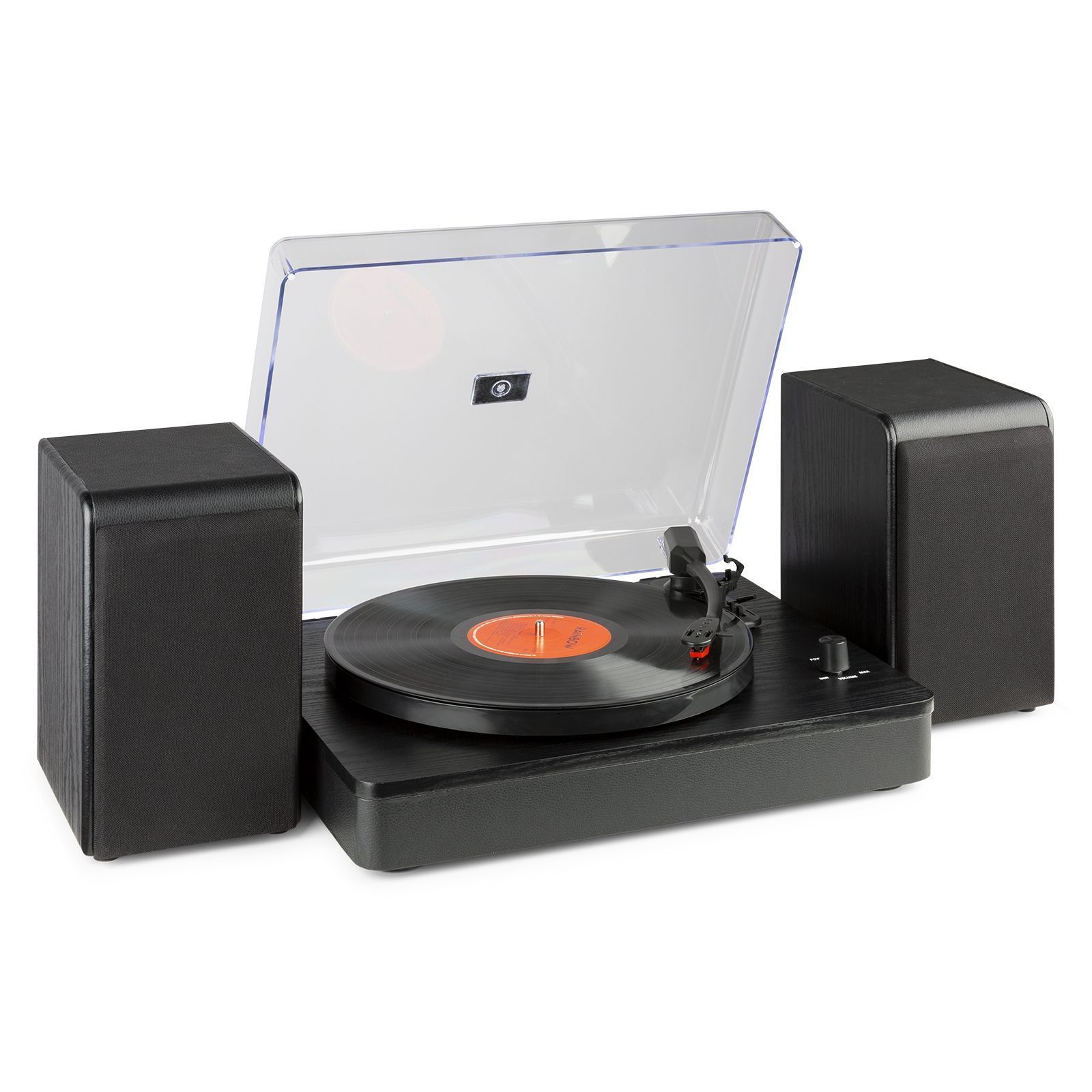 Audizio RP330 stereo skivspelare med Bluetooth och högtalare - 100W peak effekt - Svart