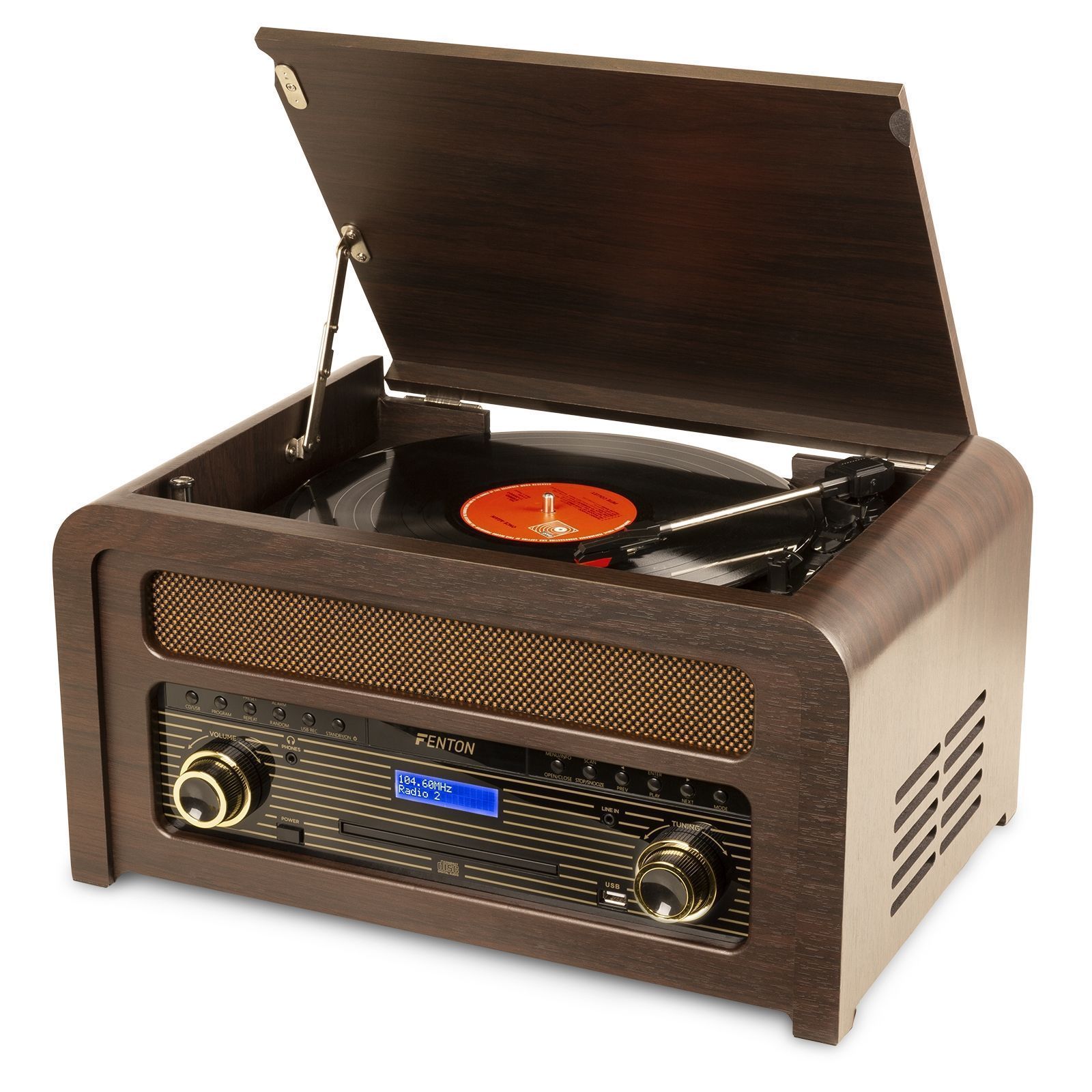 Fenton Nashville retro skivspelare med Bluetooth, CD-spelare, FM och DAB-radio