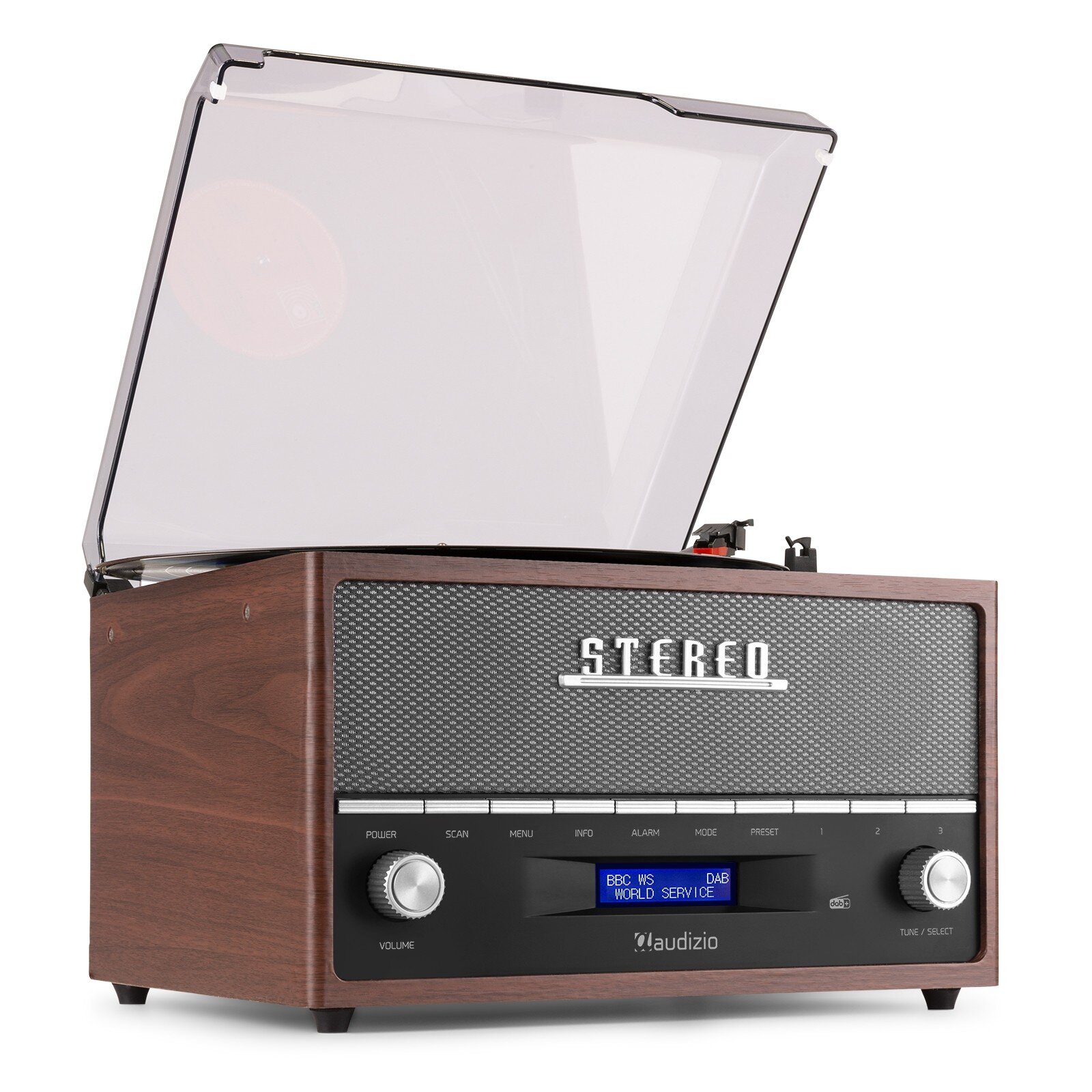 Audizio Frisco - Retro skivspelare med inbyggd DAB+ radio - USB - brun