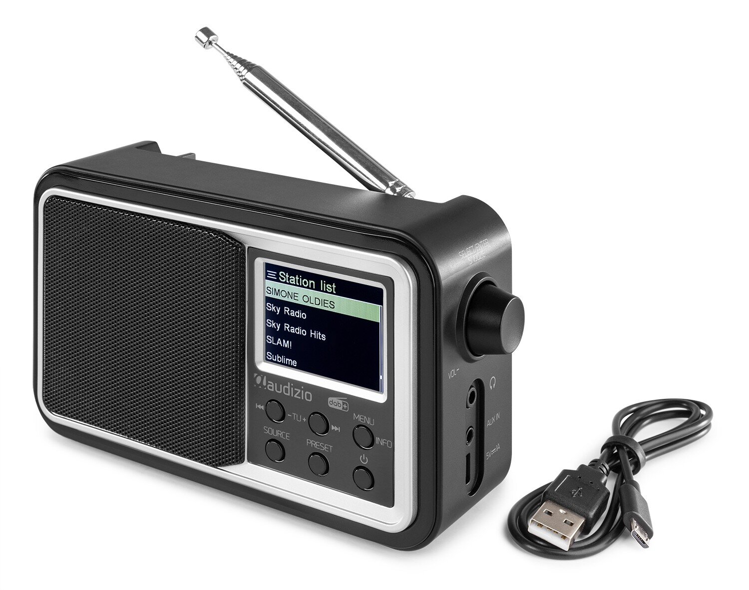 Batteridriven radio Audizio Anzio portabel DAB+ Radio med batteri, Svart