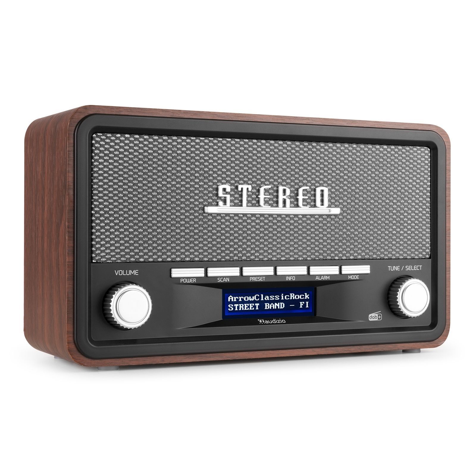 Audizio Foggia retro DAB+ radio med Bluetooth - Bärbar stereoradio med larm - 50W Peak effekt - Grå