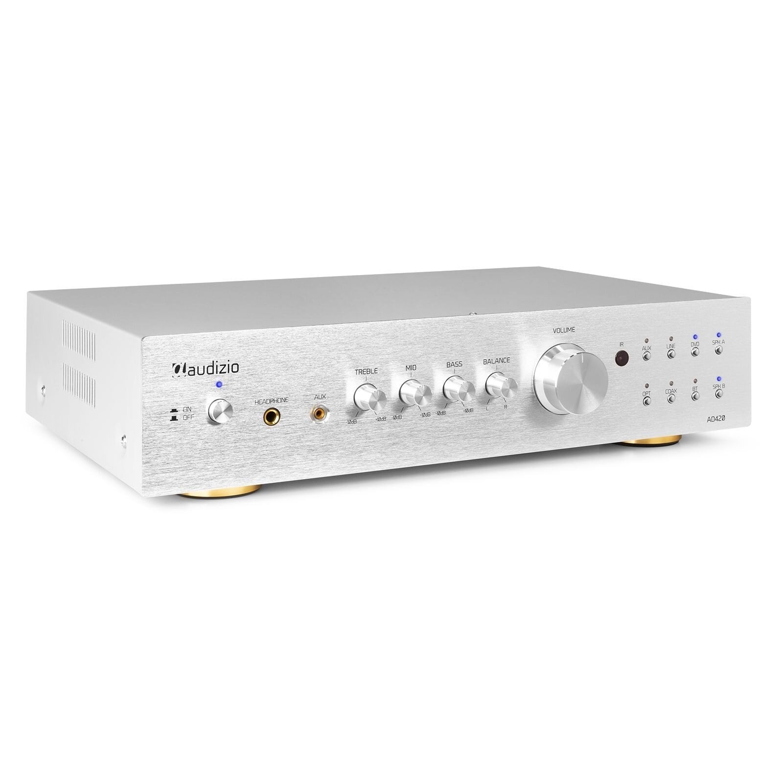 Audizio AD420A stereoförstärkare - 4-kanals hi-fi förstärkare med Bluetooth - Silver