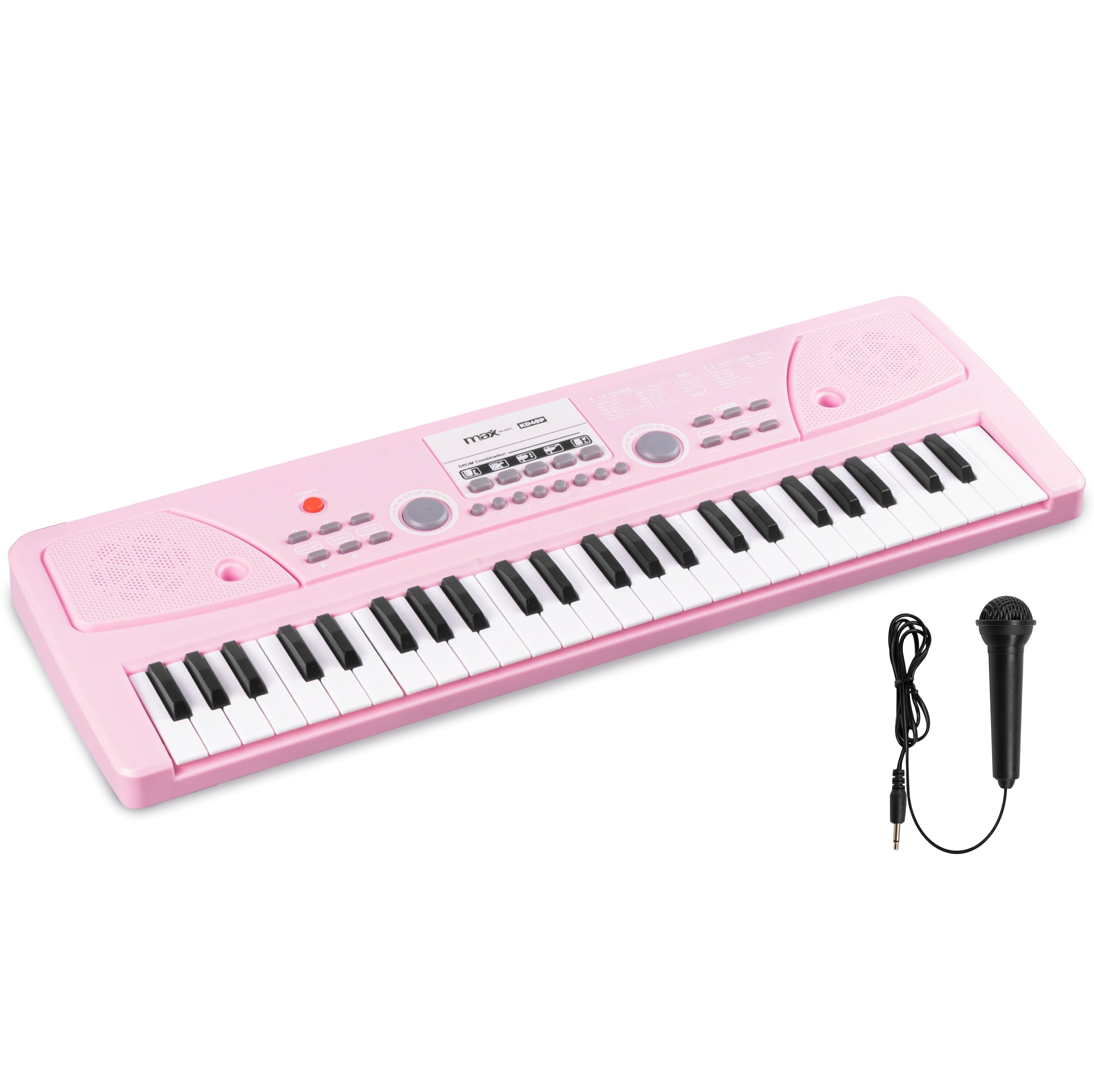 Max KD49P elektroniskt Keyboard, 49-tangenter med batteri, Rosa