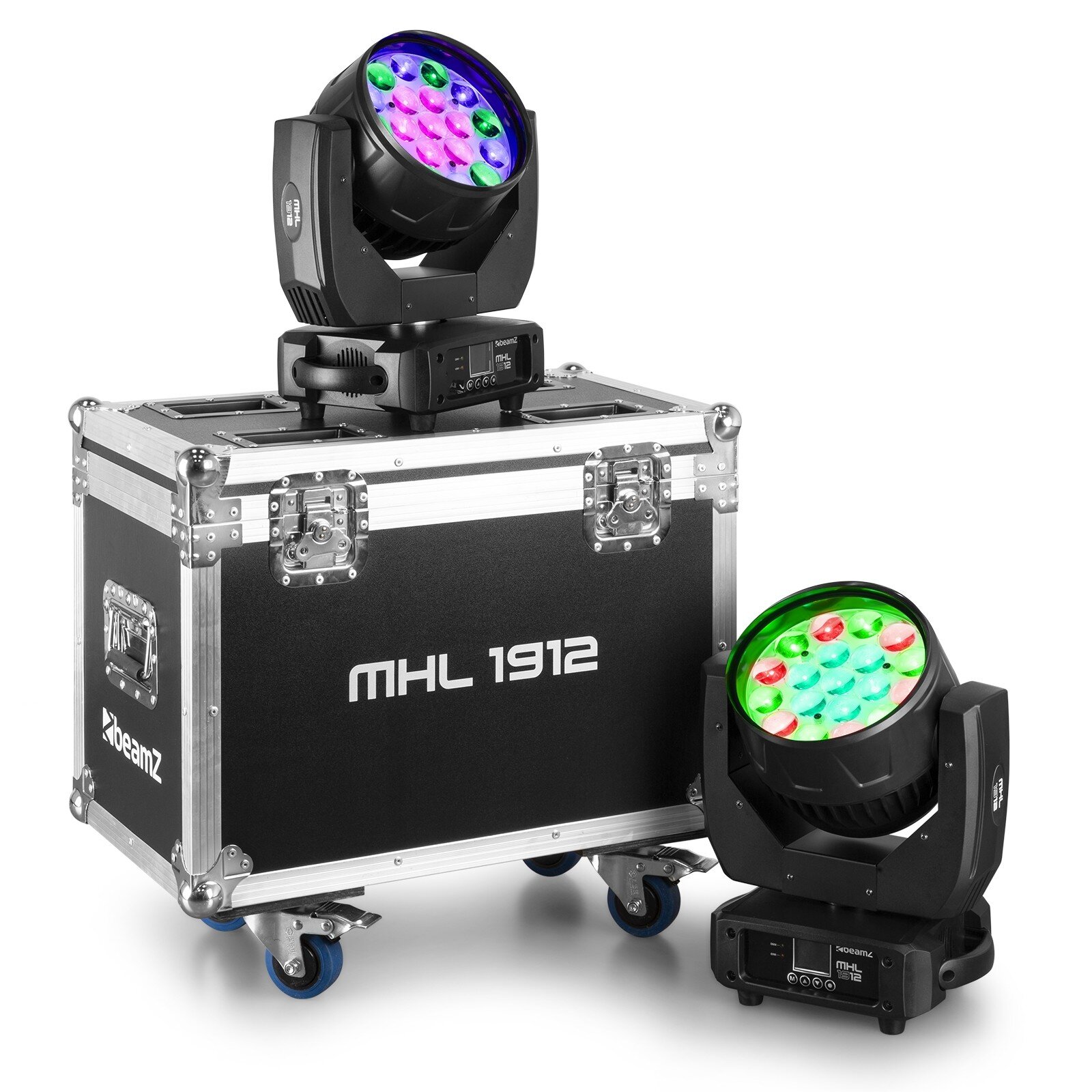 BeamZ MHL1912 moving head 2 delar i flightcase - 19x 12W LED, zoom, 3 LED-zoner