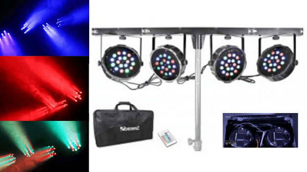 Beamz LED PARBAR 4Way Kit 4-18x1W RGB LED DMX IR
