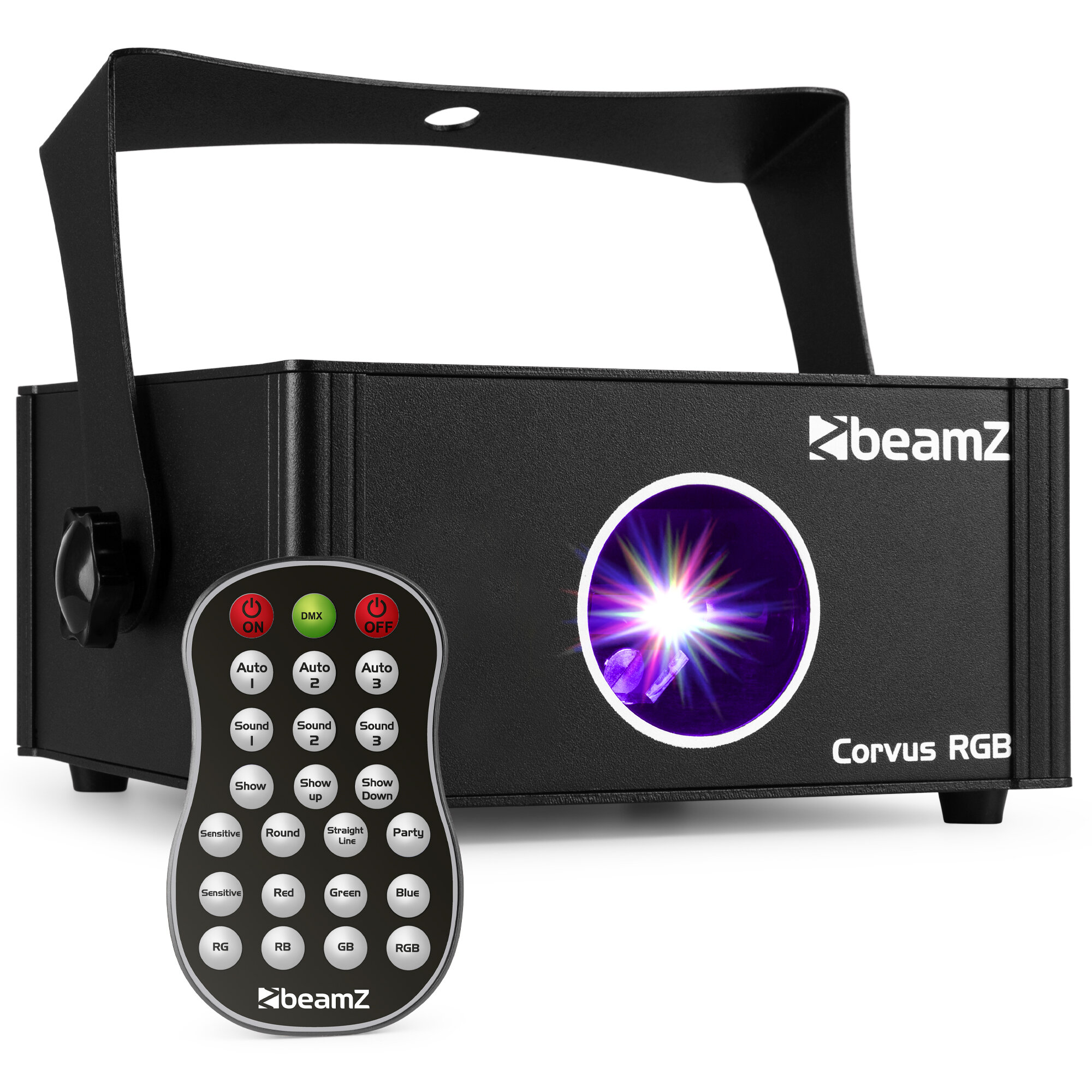 BeamZ Corvus multicolor disco laser (RGB) med fjärrkontroll och DMX