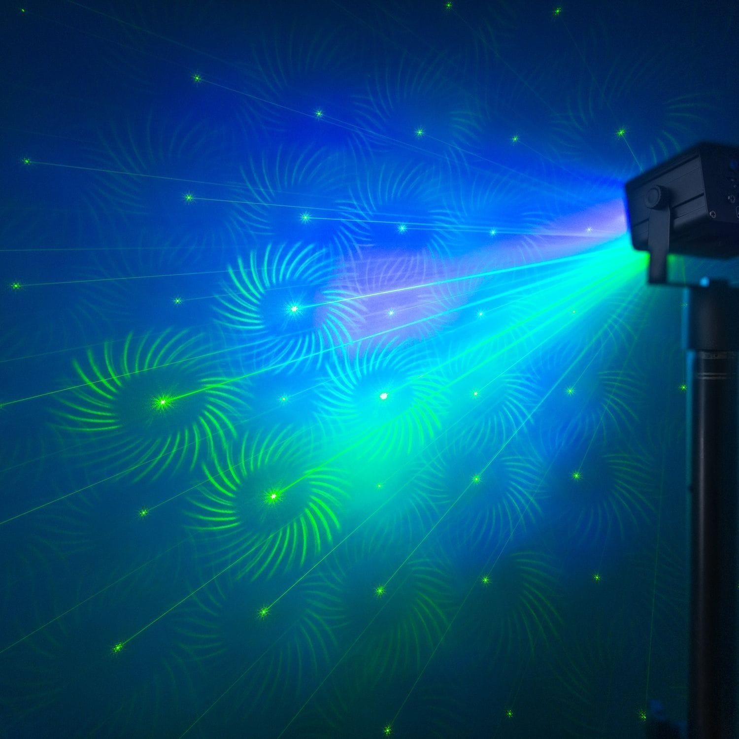 BeamZ Athena batteri disco laser med 2 gobo lasrar och multicolor LED