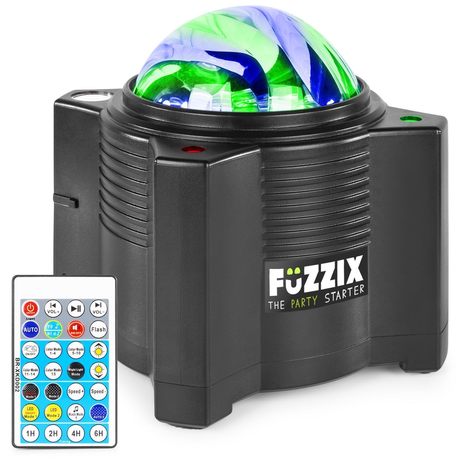 Fuzzix AurorA galaxprojektor - Batteri stjärnhimmelprojektor med lysdioder, lasrar och Bluetooth-högtalare
