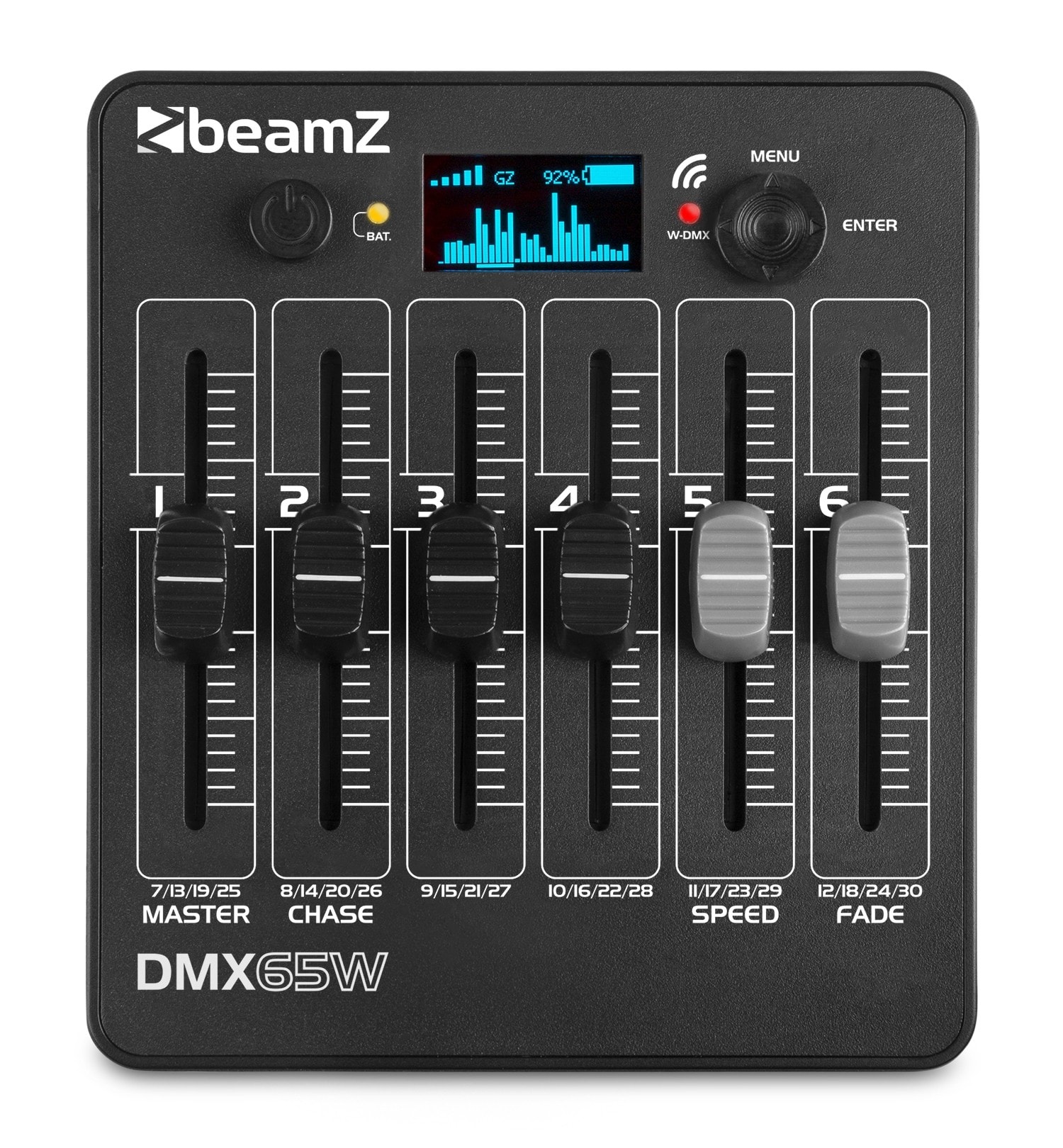 BeamZ DMX65W DMX Batteri kontroll 6 fader