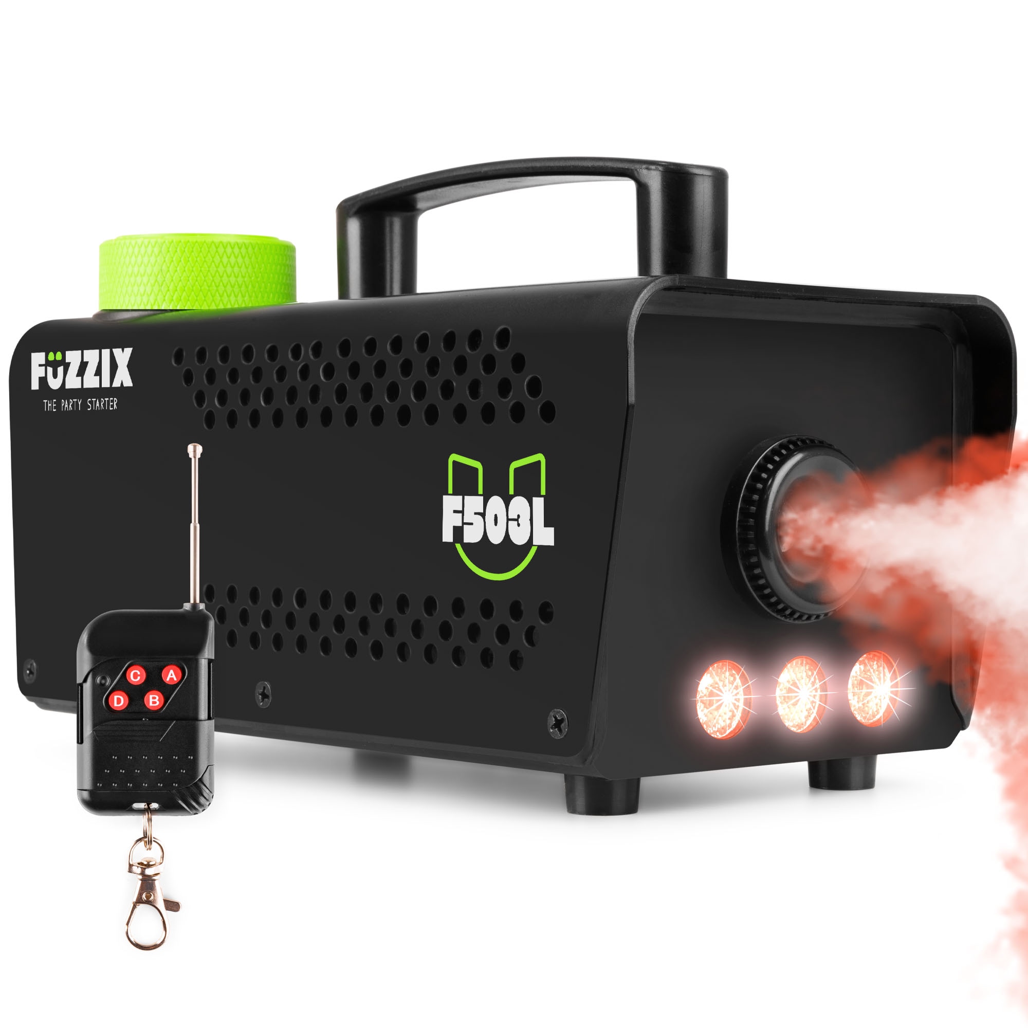 Fuzzix F500S Party rökmaskin 500 Watt - med trådlös fjärrkontroll - inkl 250ml rökvätska